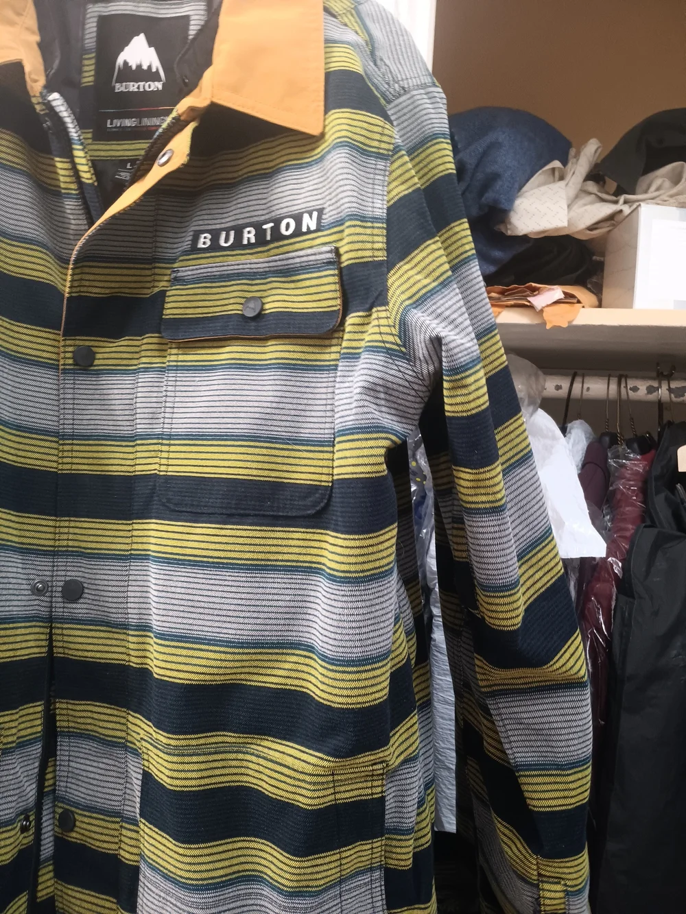 Burton Striped Performance Jacket in Black, Yellow & Tan